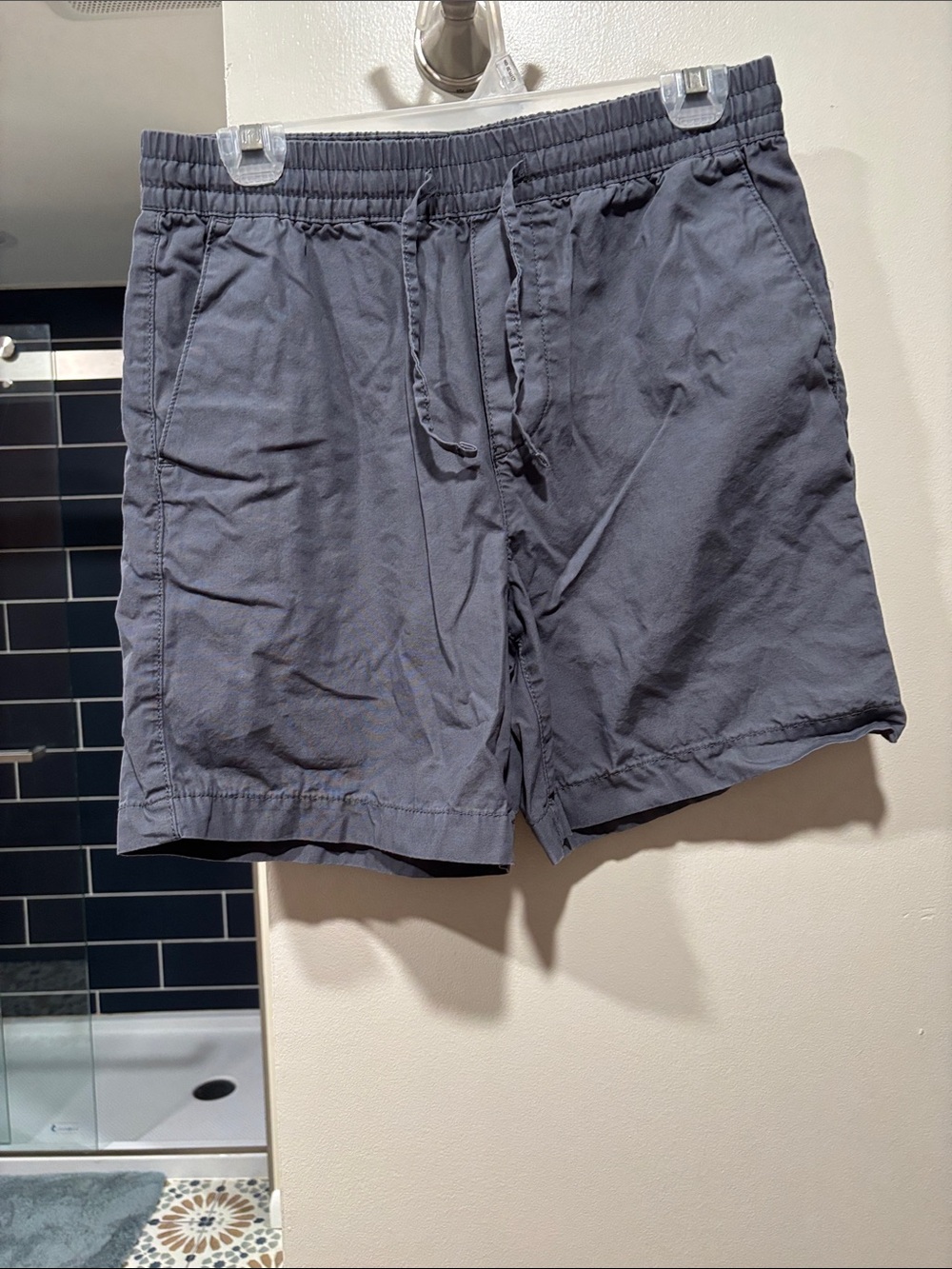 H&M Men's Flat Front Drawstring Shorts - Slate Blue